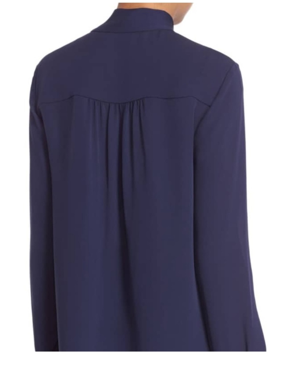 Diane Von Furstenberg 100% Silk Blouse Size 4 Navy Tie-Neck NWOT - Picture 13 of 15